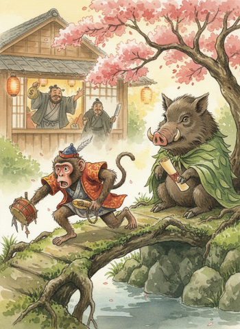 The Sagacious Monkey and the Boar